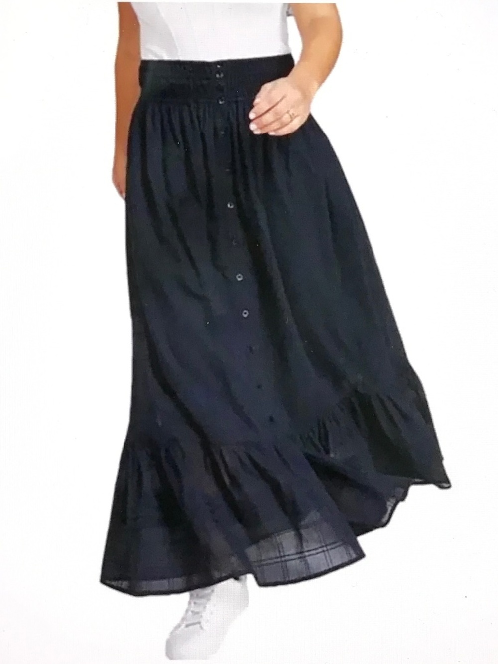 AND NOW THIS Cotton Boho Maxi Skirt Black Women’s Size XL NWT